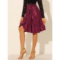 thumbnail image 4 of Falda Midi Asimétrica Cintura Lazo Cruzado Satén Volantes Borgo?a T L, 4 of 6