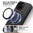 thumbnail image 7 of for iPhone 15 Case, Slim Fit Premium PU Leather [Compatible with MagSafe] [360° Rotatable Ring Kickstand] Shockproof Protective Cover for iPhone 15 Phone Case Magnetic, Black, 7 of 7