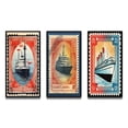 thumbnail image 2 of Designart « Vintage RMS Titanic Postal Stamp II » Bateau Ensemble d'Art Mural Encadré de 3 - Ensemble de Cadres Modernes Rouges pour Mur de Galerie pour Déco Maison, 2 of 6