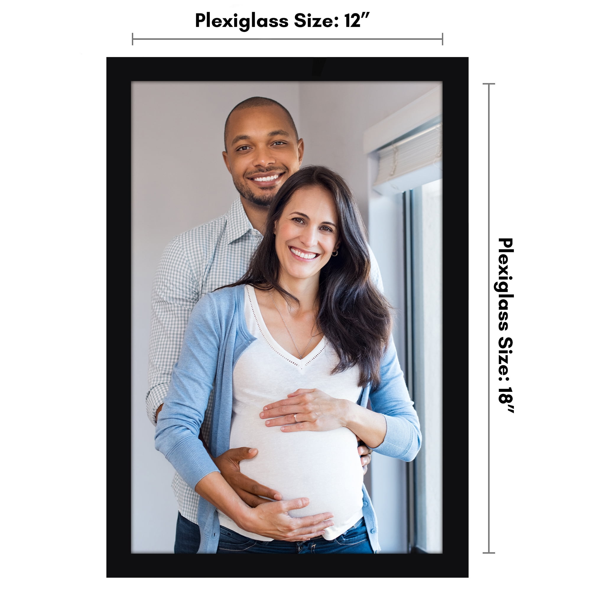 Americanflat 12" x 18" Picture Frame - Composite Wood and Plexiglass Cover - Black