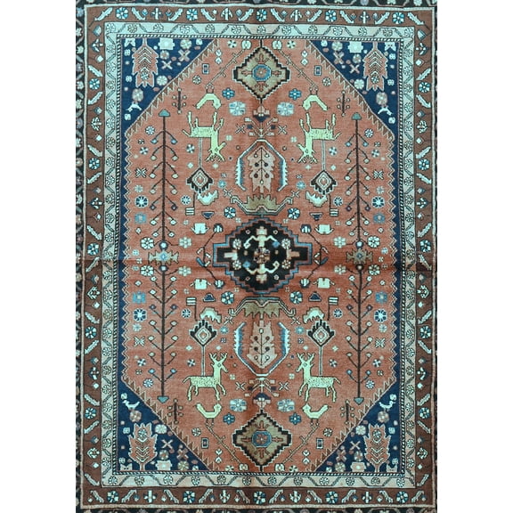 Ahgly Company Indoor Rectangle Persian Light Blue Traditional Area Rugs, 5' x 7'