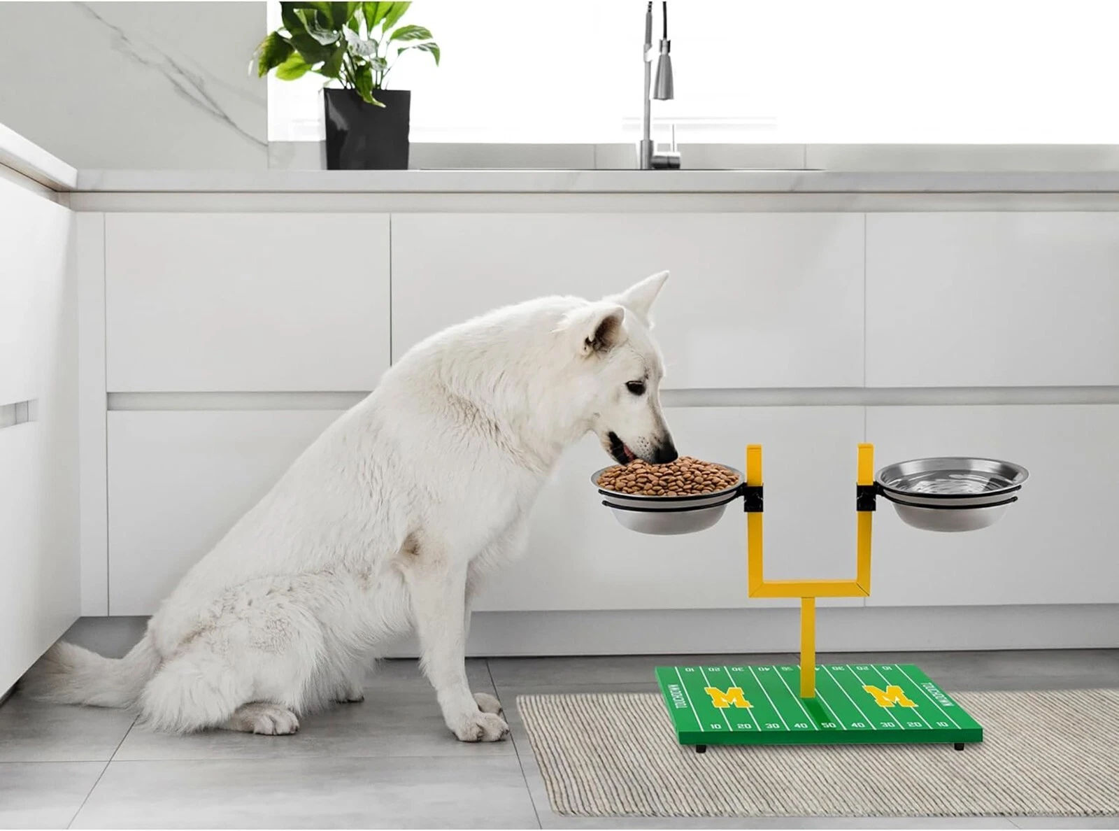 Pets First NCAA Football Goalpost Elevated Dog Feeder Stainless Steel Bowl