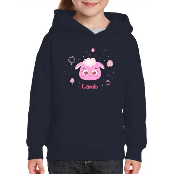 Storybook Lamb Smiling Face Hoodie Juniors -Image by Shutterstock, Small
