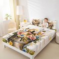 thumbnail image 3 of Manfei Vintage Puppy Bed Sheets, Butterfly Floral Full Size Sheets, Cream Green, 4-Piece, 1 Flat Sheet, 1 Fitted Sheet and 2 Pillowcases, 3 of 6