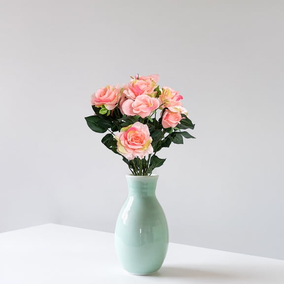 Allstate Rose Artificial Floral Bush Spray- 18" - Pink