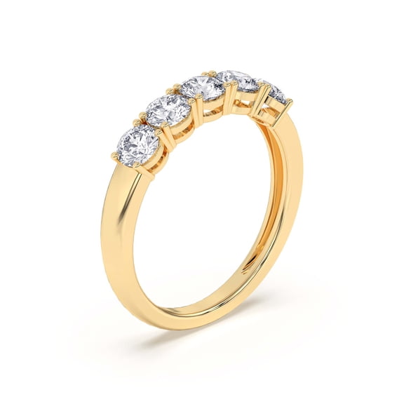 DewberryDiamonds 1 CT Round Cut VS/FG Lab Grown Diamond IGI Certified Five Stone Wedding Band for Women 14K Solid White Gold Anniversary Ring Size 6