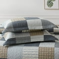 thumbnail image 4 of Pangushan Juego De Edredón 100% Algodón Tamaño King Patchwork A Cuadros Colchas De Cama De Granja Ligero Edredón Reversible Blanco/Gris/Bronceado/Negro/Crema Cama King 3 Piezas, 4 of 5