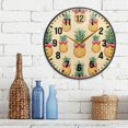 thumbnail image 3 of Yayeee Wall Clock Battery Operated 11.9" Silent Quartz Non-Ticking for Living Room Decor, Sunshine Pineapples, 3 of 8