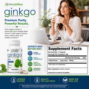 VH Nutrition Ginkgo Biloba Supplement 550mg | Cognitive and Memory Support* | Boost Mental Clarity and Focus | Brain Health Supplement | 60 Capsules