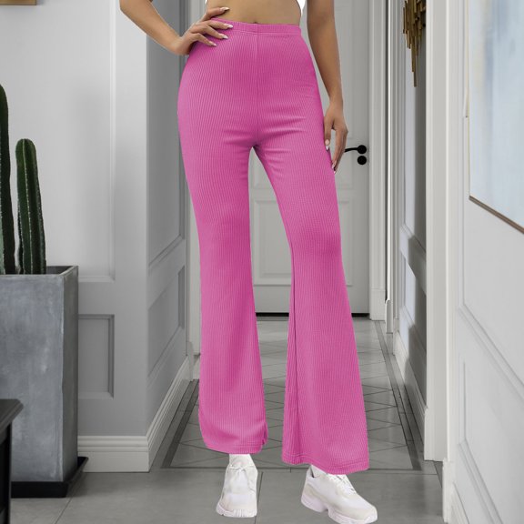 Xuniizn Flare Leggings for Women, Stretchy Slim Solid Color High Waist Knitted Yoga Pants, Soft Comfortable Breathable Workout Leggings