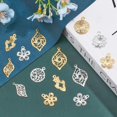 thumbnail image 4 of 24Pcs 12Styles Flower Leaf Flat Round Shape Charm Rack Plating Brass Pendants for Bracelet Necklace Craft Jewelry Making, 4 of 6