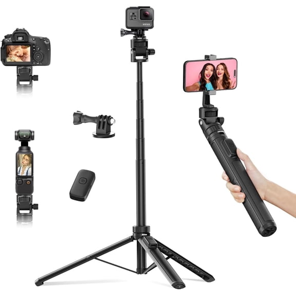 70" Tripod for Action Camera Extendable Selfie Stick Tripod for GoPro Max2/ Hero13/12/11/10 OSMO Pocket 3 & Action 6/5 pro/4, X5/X4