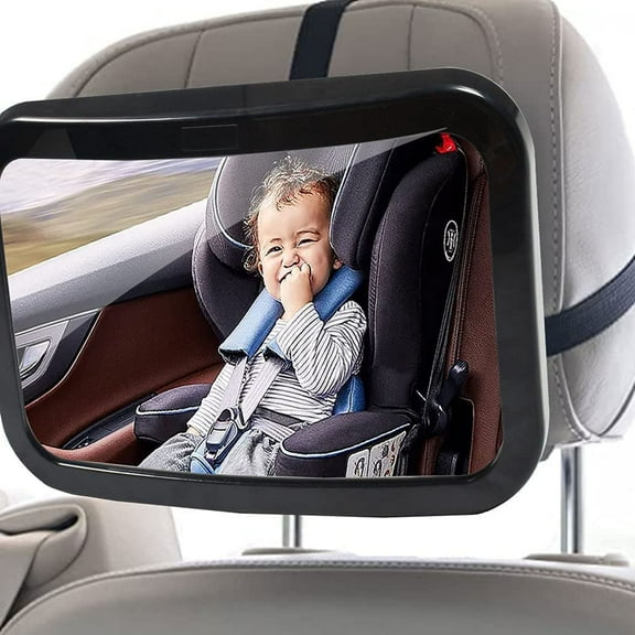Marretoo Baby Car Mirror with Wide Clear View, Shatterproof Car Seat Mirror for Infant Newborn Baby Kids in Rear Facing Backseat, Black