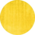 thumbnail image 1 of Ahgly Company Machine Washable Indoor Round Solid Yellow Modern Area Rugs, 7' Round, 1 of 4