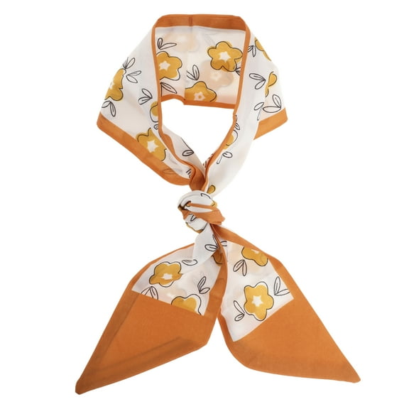 Unique Bargains 1 Pc Scarf Headband Flower Neck Scarf for Women Orange White
