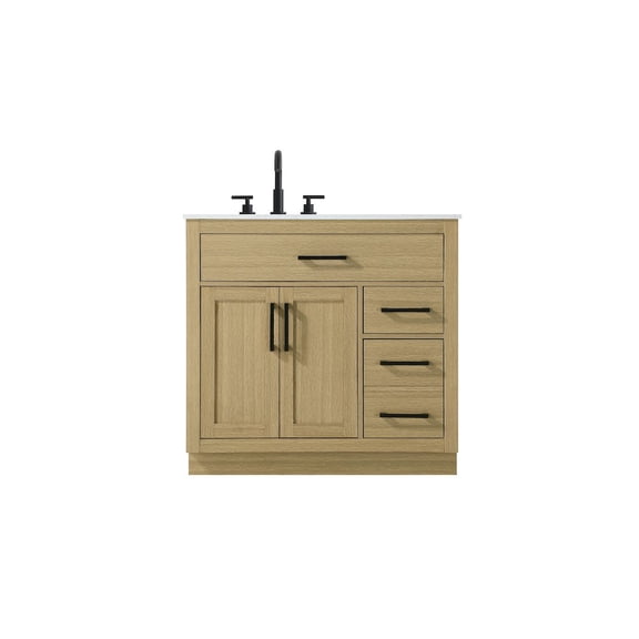 Elegant Kitchen and Bath Alden 36 Inch Single Bathroom Vanity In Honey Brown