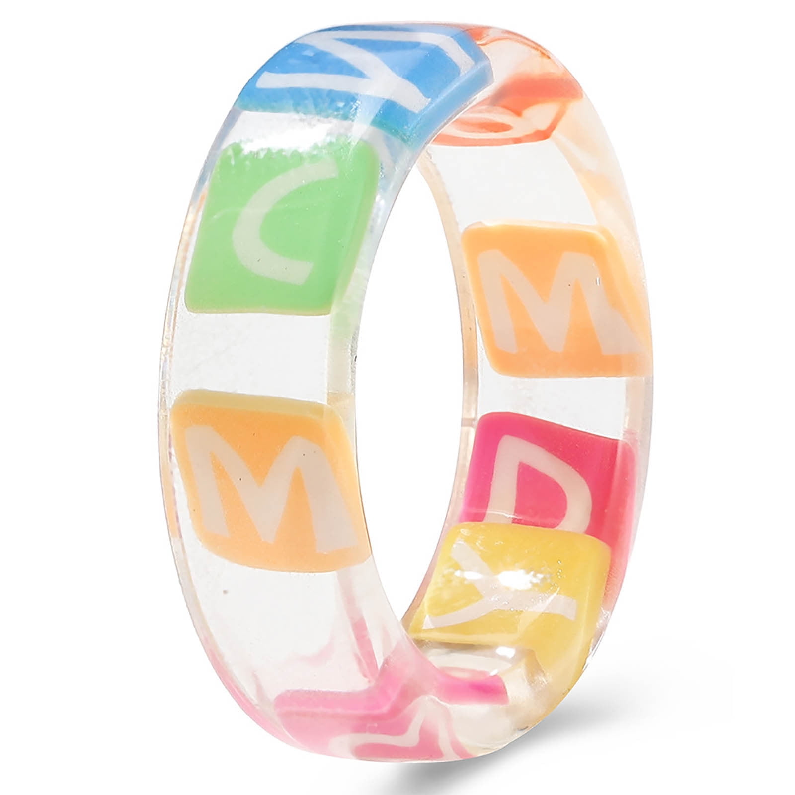 Frehsky rings Cute Acrylic Resin Rings Set Colorful Summer Knuckle