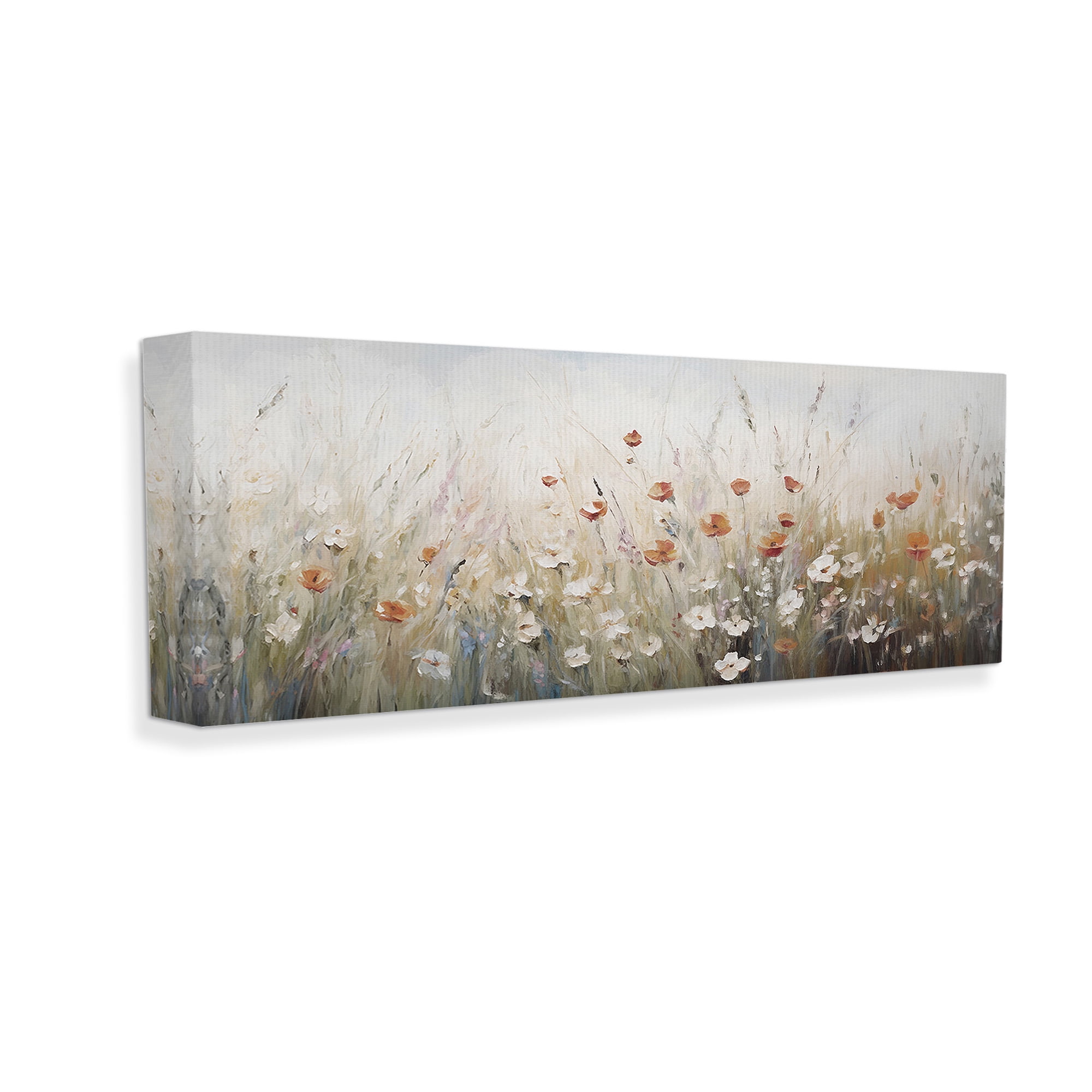 Stupell Industries Neutral Poppy Blooms Botanical & Floral Painting Gallery Wrapped Canvas Art Print Wall Art, 48 x 20