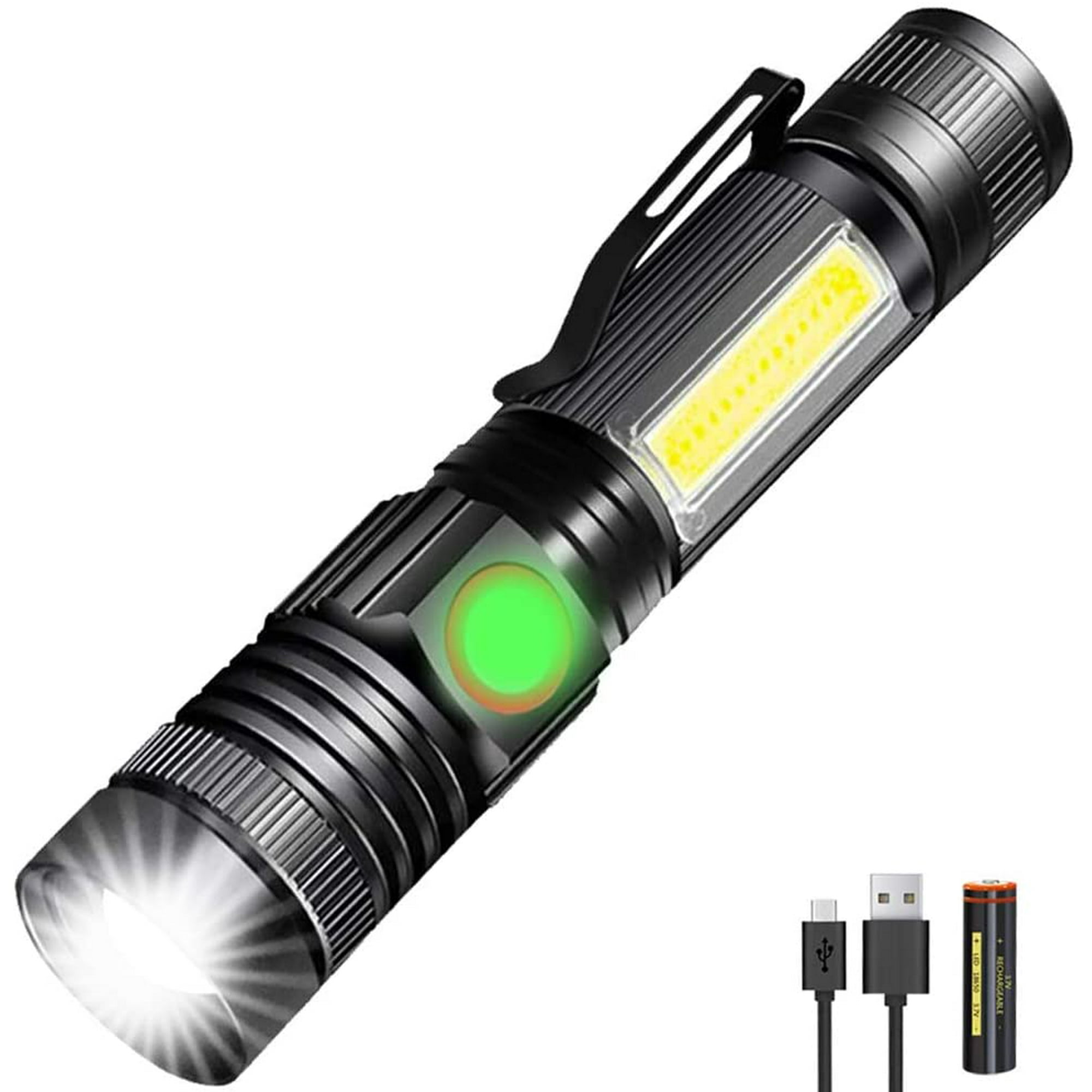 Mini lampe de poche LED haute puissance, lampe de poche rechargeable USB, 8 perles XPG, clip magnétique arrière, éclairage portable étanche | Leroy Merlin
