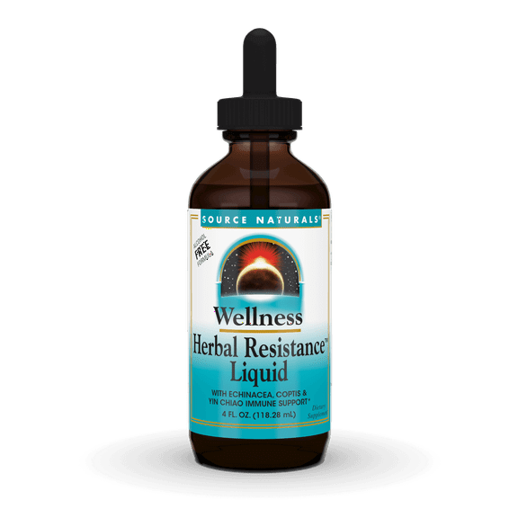 Source Naturals Wellness Herbal Resistance Liquid Formula with Echinacea, Coptis & Yin Chiao Immune Support - 4 Fluid oz