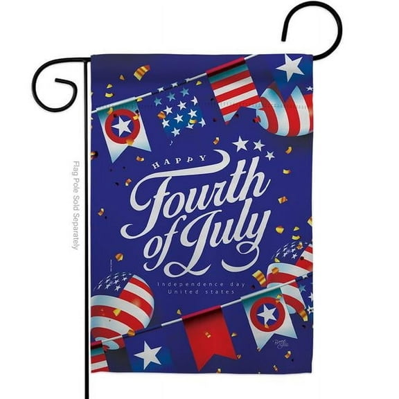 Breeze Decor G161098-BO 13 x 18.5 in. Celebrate Independence Day American Fourth of July Vertical Garden Flag with Double-Sided House Decoration Banner Yard Gift