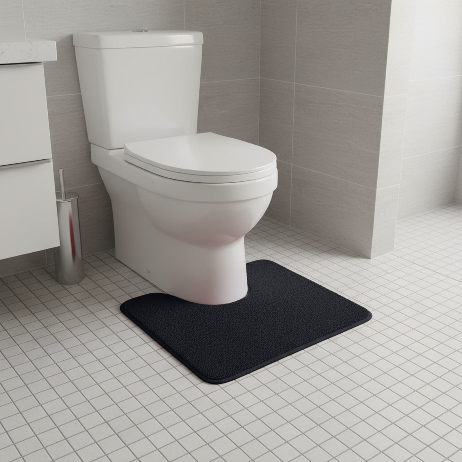 Antqov Soft U-Shaped Bathroom Rug, Foam Bath Mat Non Slip Water Absorption Toilet Mat for Home Bathroom Floor