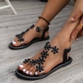 thumbnail image 6 of Women's Summer New Large Size Rhinestone Flat Transparent One-line Strap Sandals Summer Sandals Black 40, 6 of 8