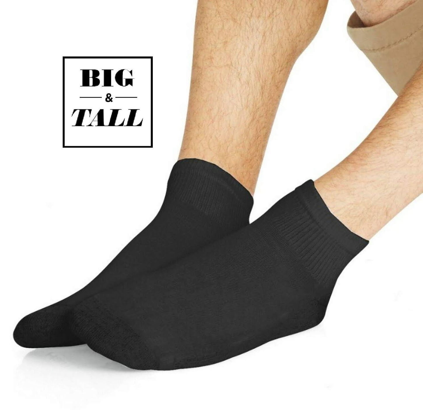 Shoe 12-14 Lot Hanes Men's BIG & TALL FreshIQ Cushioned ANKLE Socks BLACK WHITE 