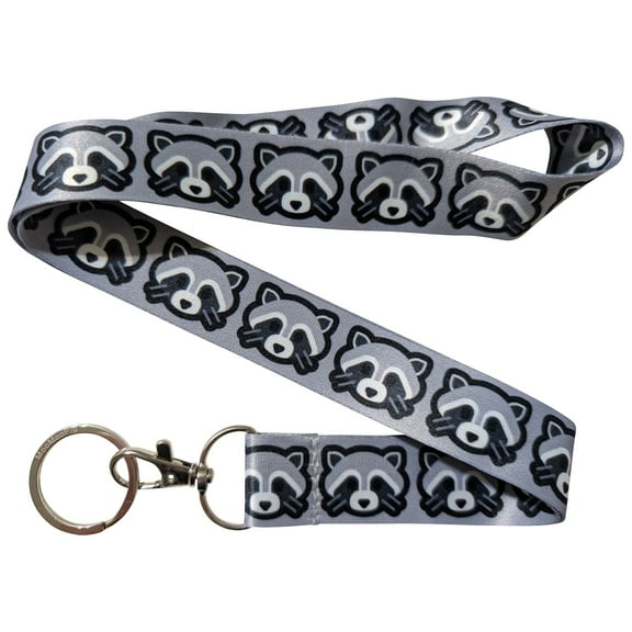 Raccoon Face Gray Keychain Lanyard