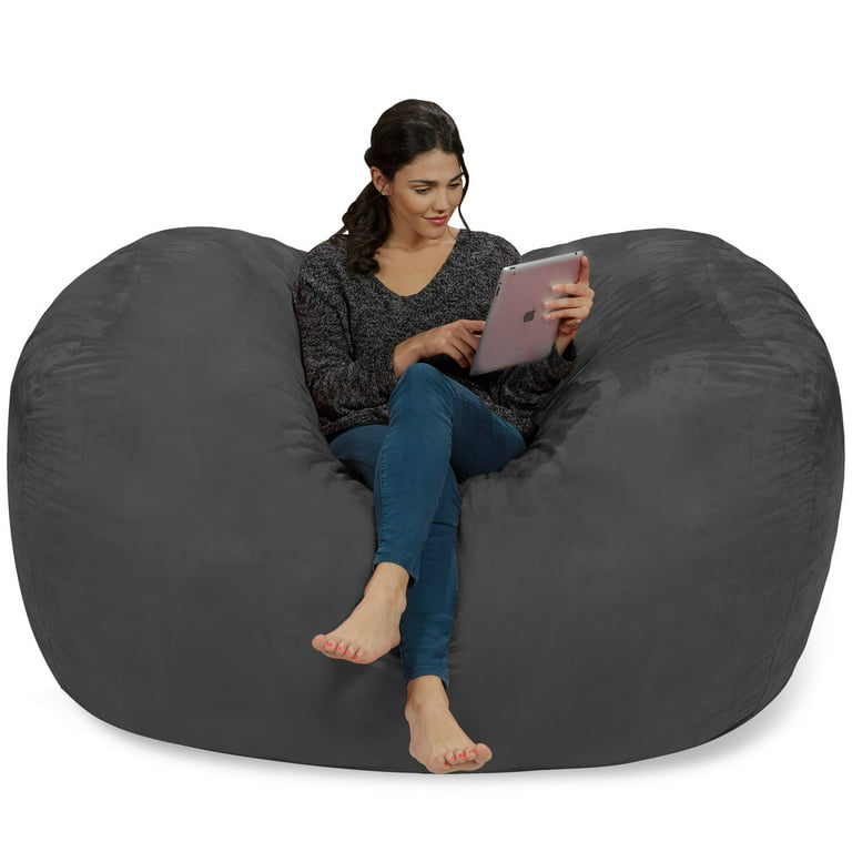 Chill Sack Bean Bag Chair, Memory Foam Lounger with Microsuede Cover, Kids,  Adults, 4 ft, Lime