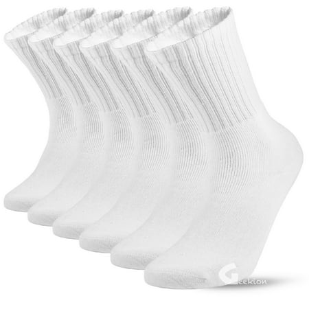 

Mens Solid Sports Athletic Work Plain Crew Socks Size 9-11 3 Pairs White