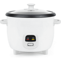 Rice Cooker, 3-Cup (Uncooked) / 6-Cup (Cooked), Small Rice Cooker, Oatmeal Cooker, Soup Maker, Auto Keep Warm, 1.5 Qt, White