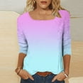thumbnail image 5 of aidice Plus Size Tops for Women Casual Comfy Square Neck Shirts 3/4 Sleeve Gradient Color Tee Shirts, 5 of 7