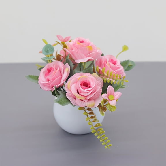 WZXPWT Decorative Fake Flowers, Simulation Floral Arrangements with Dried Stems, Indoor Potted Plastic Blooms for Home Decor, Vibrant Artificial Bouquets for Living Room or Dining Table