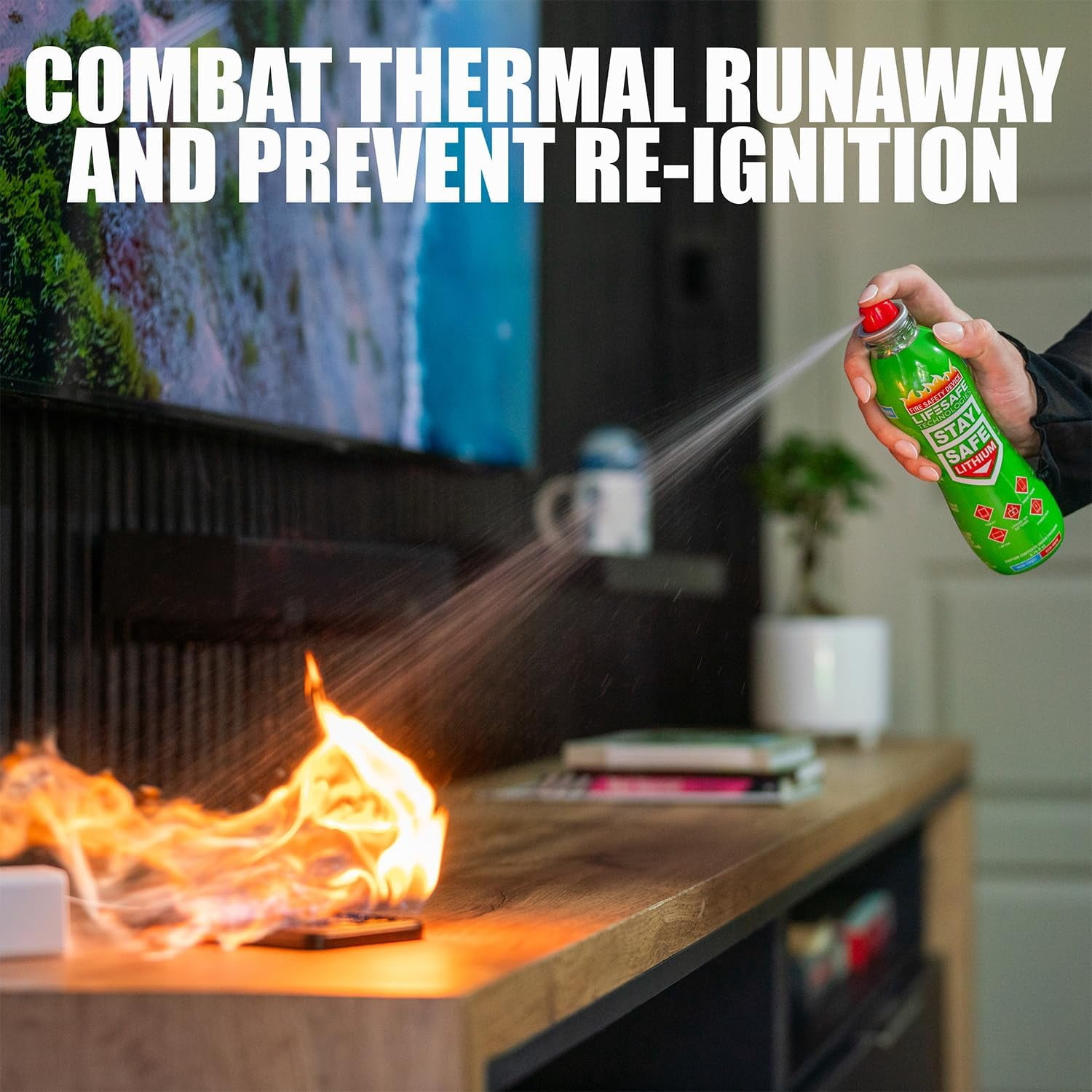 StaySafe Lithium Fire Extinguishing Spray By LifeSafe Technologies | Water Based, Eco-Friendly, Non-Toxic Fluid | Suppresses Fires Caused By Lithium-Ion Batteries in Phones and Electronics| 3-Pack