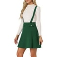 thumbnail image 4 of INSPIRE CHIC Women's Skirt Faux Pocket Buttons Decor Above Knee Suspender Skirt L Dark Green, 4 of 5