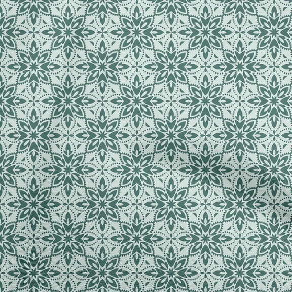 oneOone Viscose Chiffon Teal Green Fabric Asian Block Floral Quilting Supplies Print Sewing Fabric By The Yard 42 Inch Wide