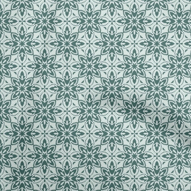 oneOone Polyester Spandex Teal Green Fabric Asian Block Floral Sewing Material Print Fabric By The Yard 56 Inch Wide
