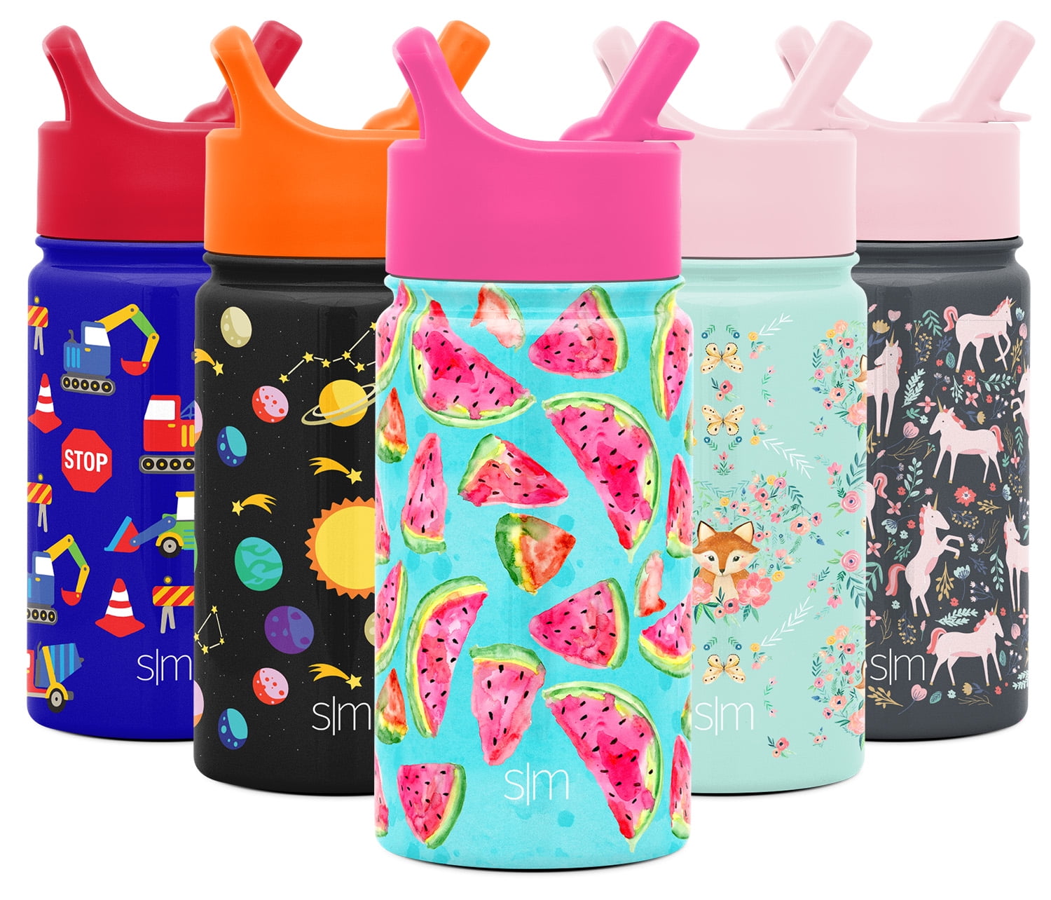 12oz Tumbler Happy Mermaids Simple Modern Kids Insulated Water Bottle Cup with Straw Stainless Steel Flask Metal Thermos for Toddlers Boys and Girls 