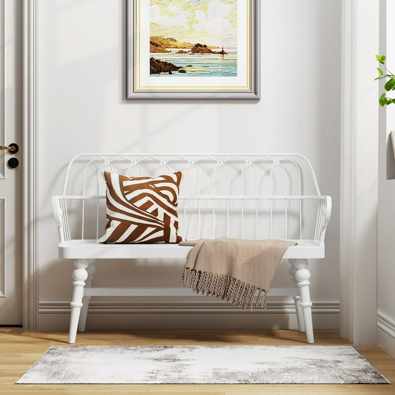〆1/31 WHITE_WOOD_BENCH #1 Amazon.com - DUHOME Entryway Dining Bench with Spindle Back