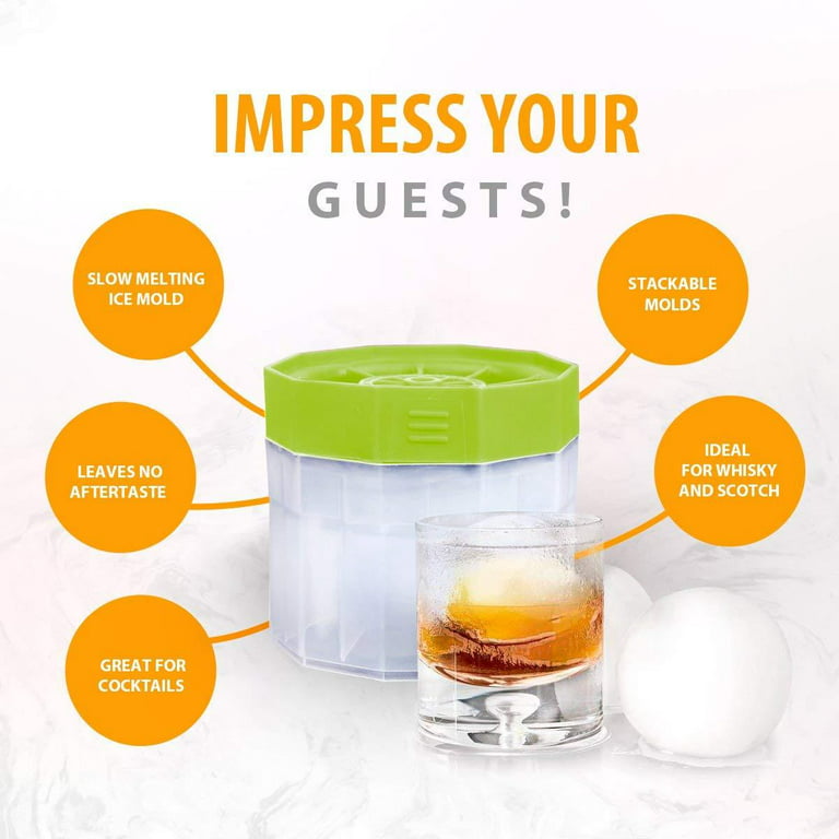 2.5 Inch Giant Ice Ball Mold - Makes Large Sphere Ice Mold Tray Round Ice  Cubes Tray for Massive Sized Whiskey Ice Balls or Make Hot Chocolate Bombs