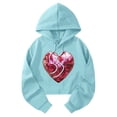 thumbnail image 4 of Xdegoge Womens Valentines Sweatshirt Long Sleeve Drawstring Hoodie Cute Playful Love Heart Print Pullover Casual Lightweight Trendy Cropped Hoodies, 4 of 7