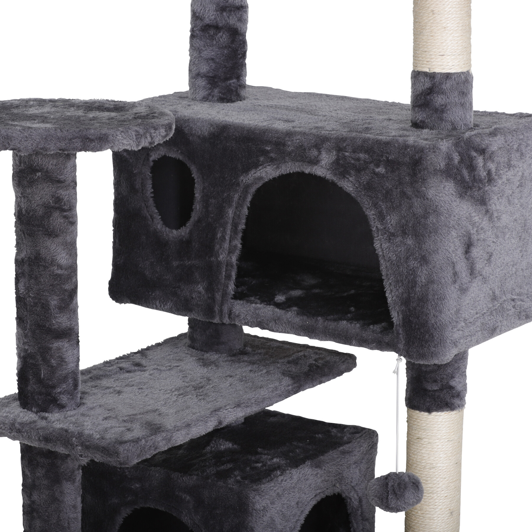 Zenstyle 53-in Cat Tree & Condo Scratching Post Tower, Dark Gray - image 4 of 14
