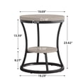 thumbnail image 4 of Condemo 2 Tier Industrial Round End Table, Accent Nightstand with Metal Frame for Living Room, Bedroom, Gray Brown & Black, 4 of 7