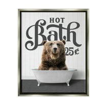 Stupell Industries Vintage Bear Bathtub Animals & Insects Painting Gray Floater Framed Art Print Wall Art, 25 x 31