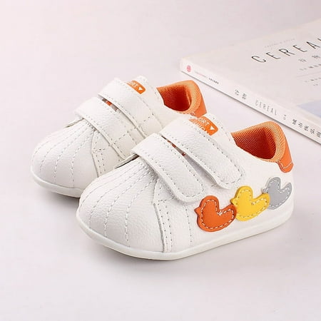 LoyisViDion Toddler Shoes Clearance Infant Baby Boys Girls  Sneakers Soft Shoes Anti-Slip Newborn Toddler Outdoor Shoes Orange 12-15Months