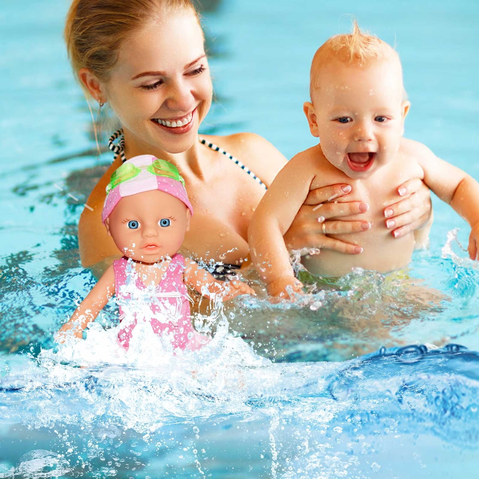 Electric Swimming Doll for Kids, Waterproof Movable Joints Bath Toy, Interactive Water Play Doll for Toddlers Swimming Pool Beach Bathing Summer Fun