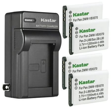 Image of Kastar 4-Pack Battery and AC Wall Charger Replacement for Toshiba PX1686 PX1686E-1BRS Battery Toshiba Camileo BW10 Camileo SX500 Camileo SX900 Camera