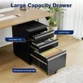 thumbnail image 4 of AUHUP 3 Drawer Mobile File Cabinet with Lock, Metal Filing Cabinet with Wheels for Legal/Letter/A4 File, Under Desk File Cabinets for Home Office,Black,Fully Assembled, 4 of 10