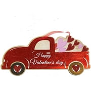 Ja'Cor Valentine's Day Decor Red Truck Shaped Sign 15" Red truck Valentines Décor, Valentines Red Truck Decorations, Valentine Red Truck Hanging Door Wall Decorations